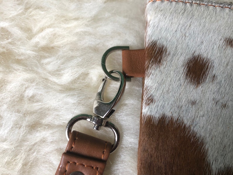 Real Cowhide Leather Wristlet Clutch Western Purse Wallet Handbag Brown Tan | Gifts for her