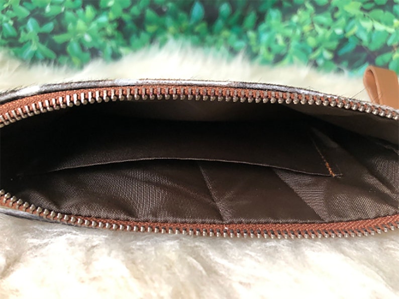 Real Cowhide Leather Wristlet Clutch Western Purse Wallet Handbag Brown Tan | Gifts for her