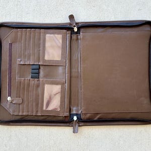 Real Hair on Cowhide Hand Tooled Leather Folio Case Portfolio Organizer in Dark Brown Western Corporate Gifts