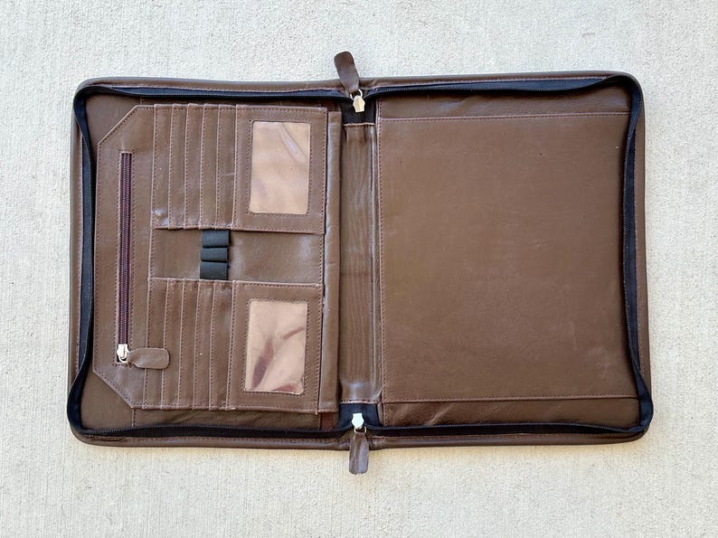 Real Hair on Cowhide Hand Tooled Leather Folio Case Portfolio Organizer in Dark Brown Western Corporate Gifts