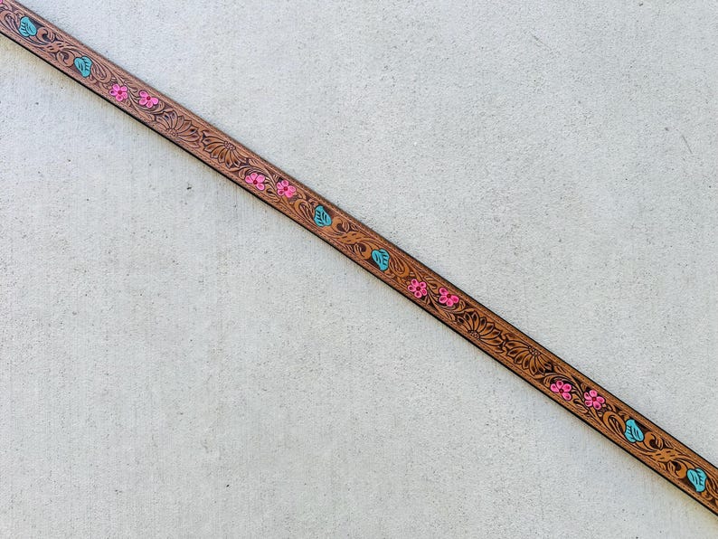 Western Tooled Leather Handbag Crossbody Bag Strap Tan Turquoise Pink Country Cowgirl Gift