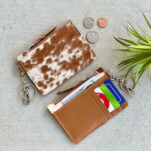 Llavero de piel de vaca estilo occidental, cartera, tarjetero, monedero, regalo de vaquera para ella
