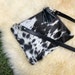 Real Cowhide Crossbody Purse Bag Wristlet Handbag Clutch Black Cow Hide Leather Western 