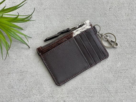AnnabelZ Coin Purse Change Wallet Pouch Leather Card Holder with Key Chain  Tassel Zip(Black)
