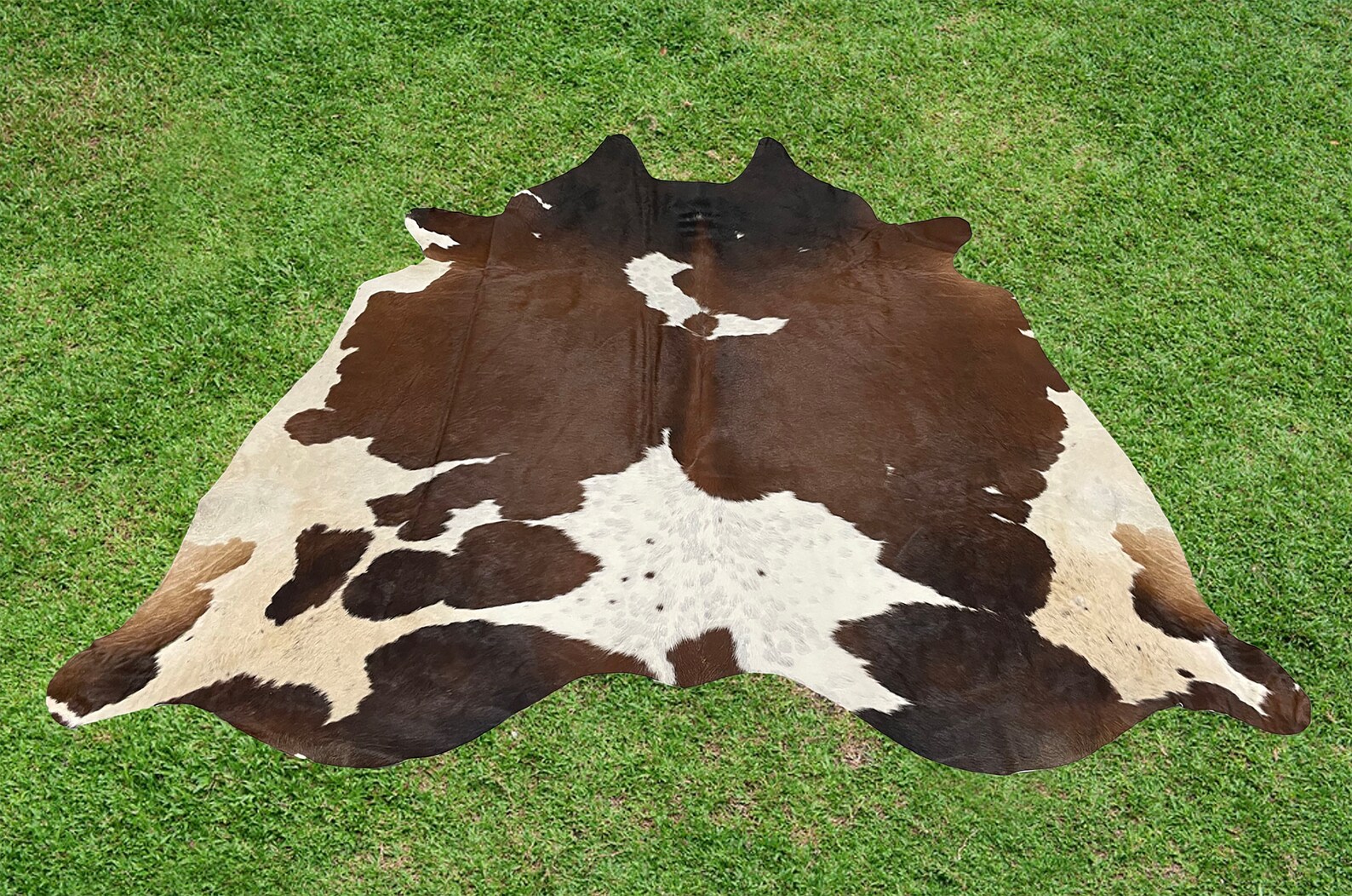 Large Cowhide Rugs Tricolor Brown Real Hair on Cow Hide Animal Etsy