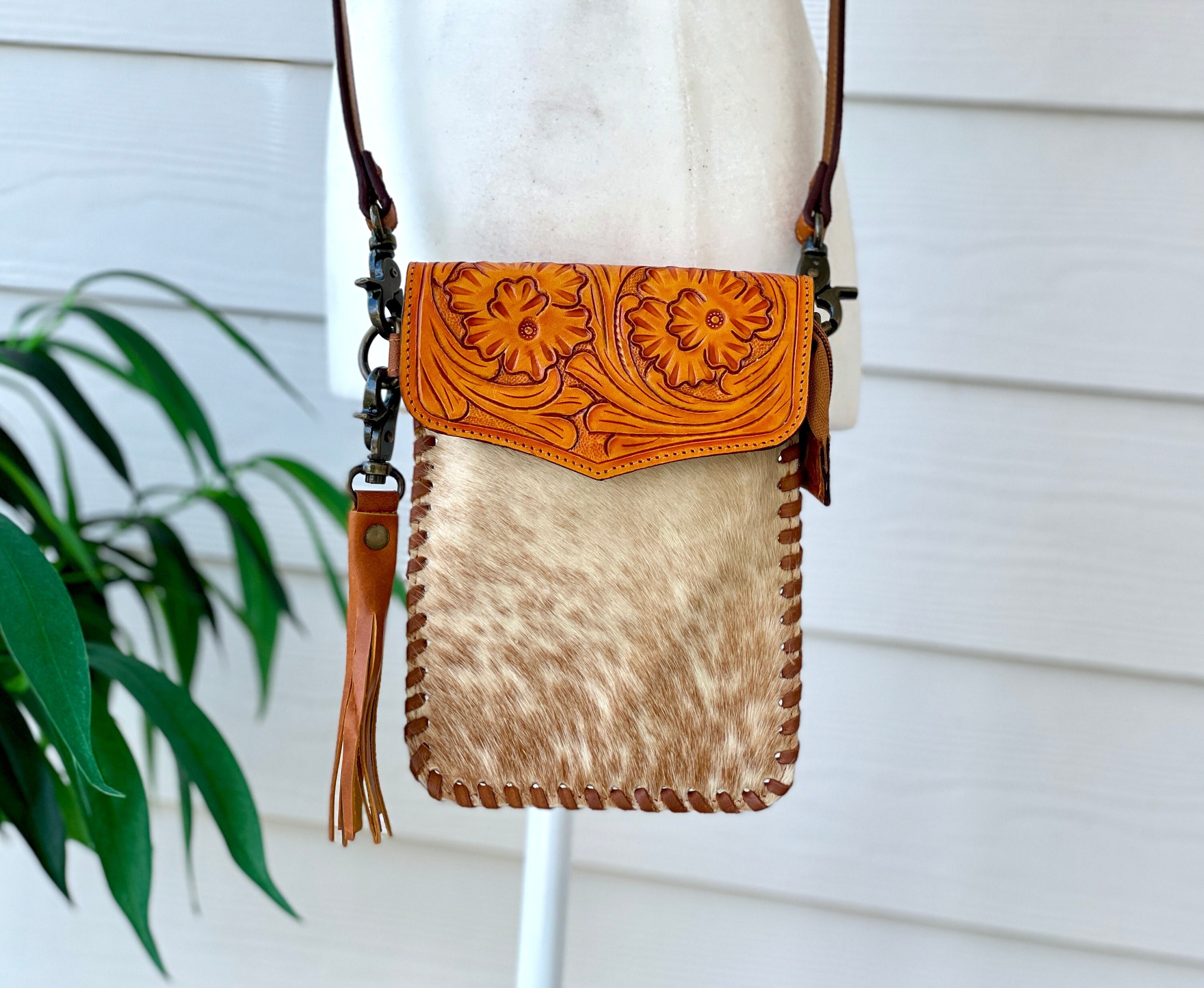 Leather Fringe Purse Cowhide Crossbody Western Purse Bolsa 