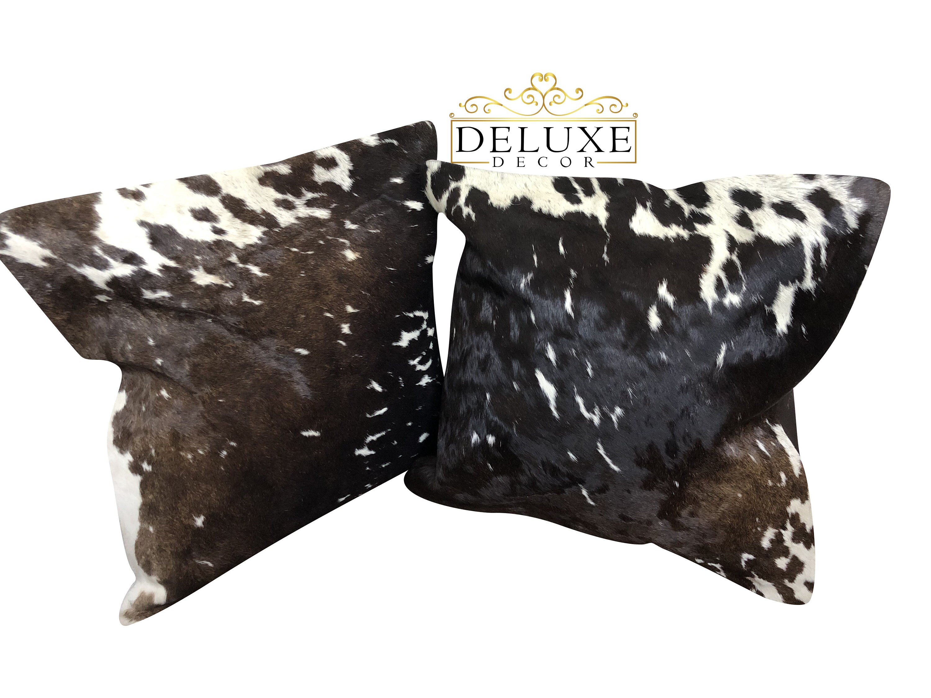 Cowhide Pillows Cushion Cover Chocolate Brown Leather Hair On Etsy