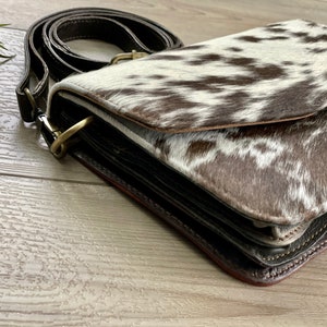 Cowhide Leather Crossbody Purse Western