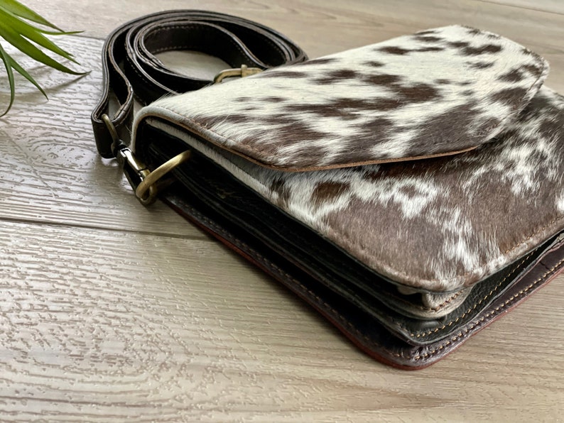 Cowhide Leather Crossbody Purse Western