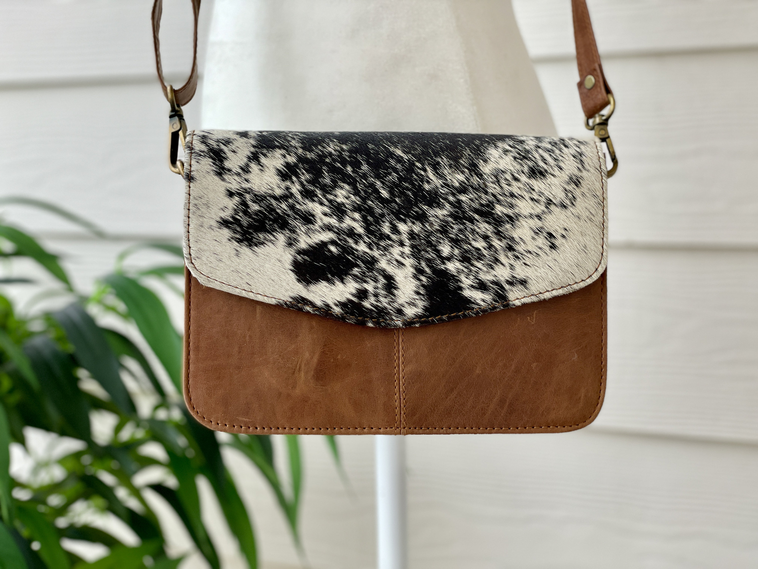 Real Cowhide Purse Crossbody Bag Western Handbag Wallet Clutch Black Brown  Leather Fur Gift Ideas for Her