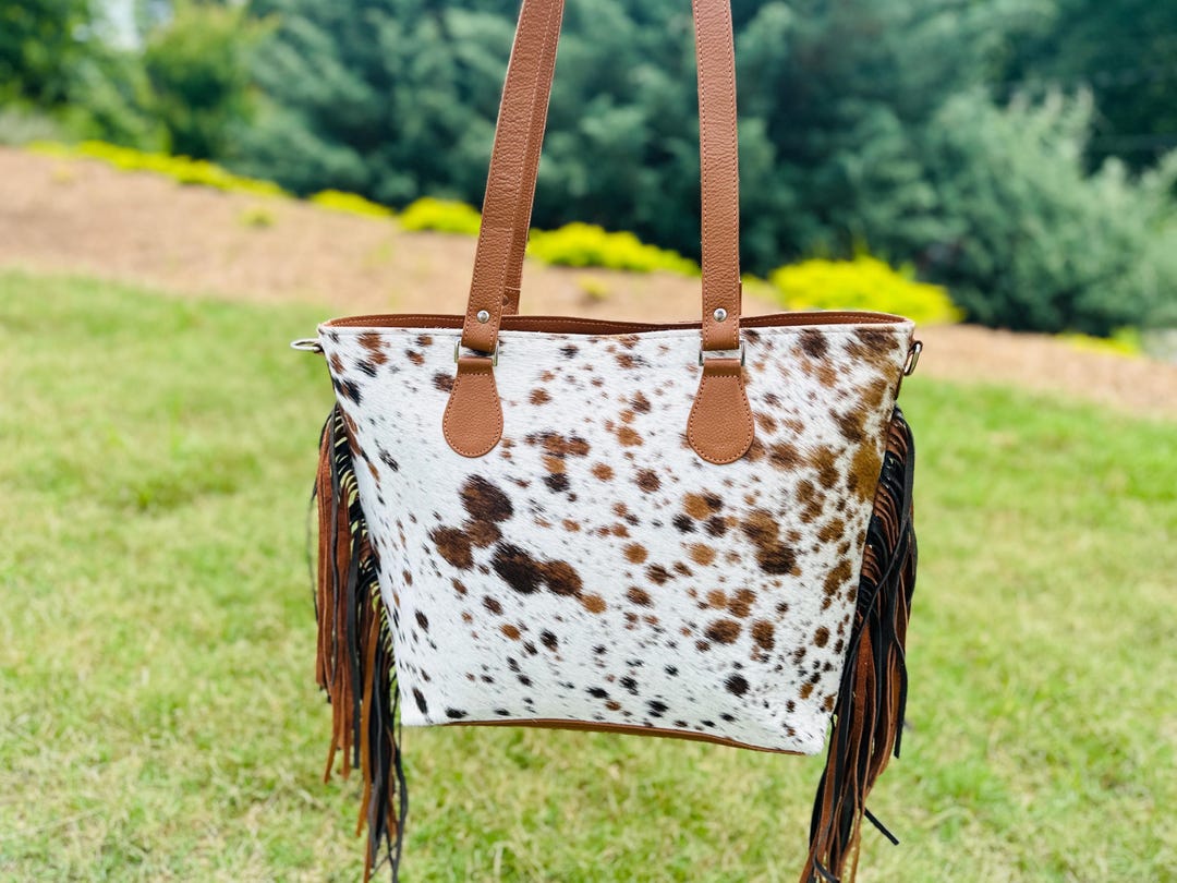 Large Cowhide Leather Women Tote Western Rodeo Baby Diaper Bag Handbag