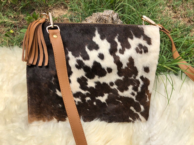 cowhide crossbody purse