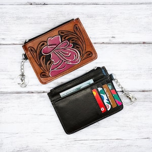 Cartera de cuero con herramientas occidentales, tarjetero, monedero, llavero, regalo para ella