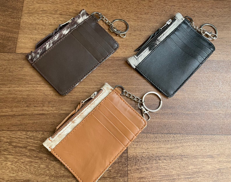 Cowhide Keychain Wallet Credit Card Holder Case Change Coin Purse Gifts for Her