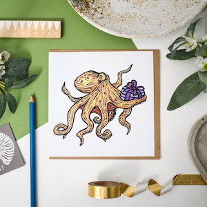 Oktopus-Geburtstagskarte, perfekt für Meeresliebhaber