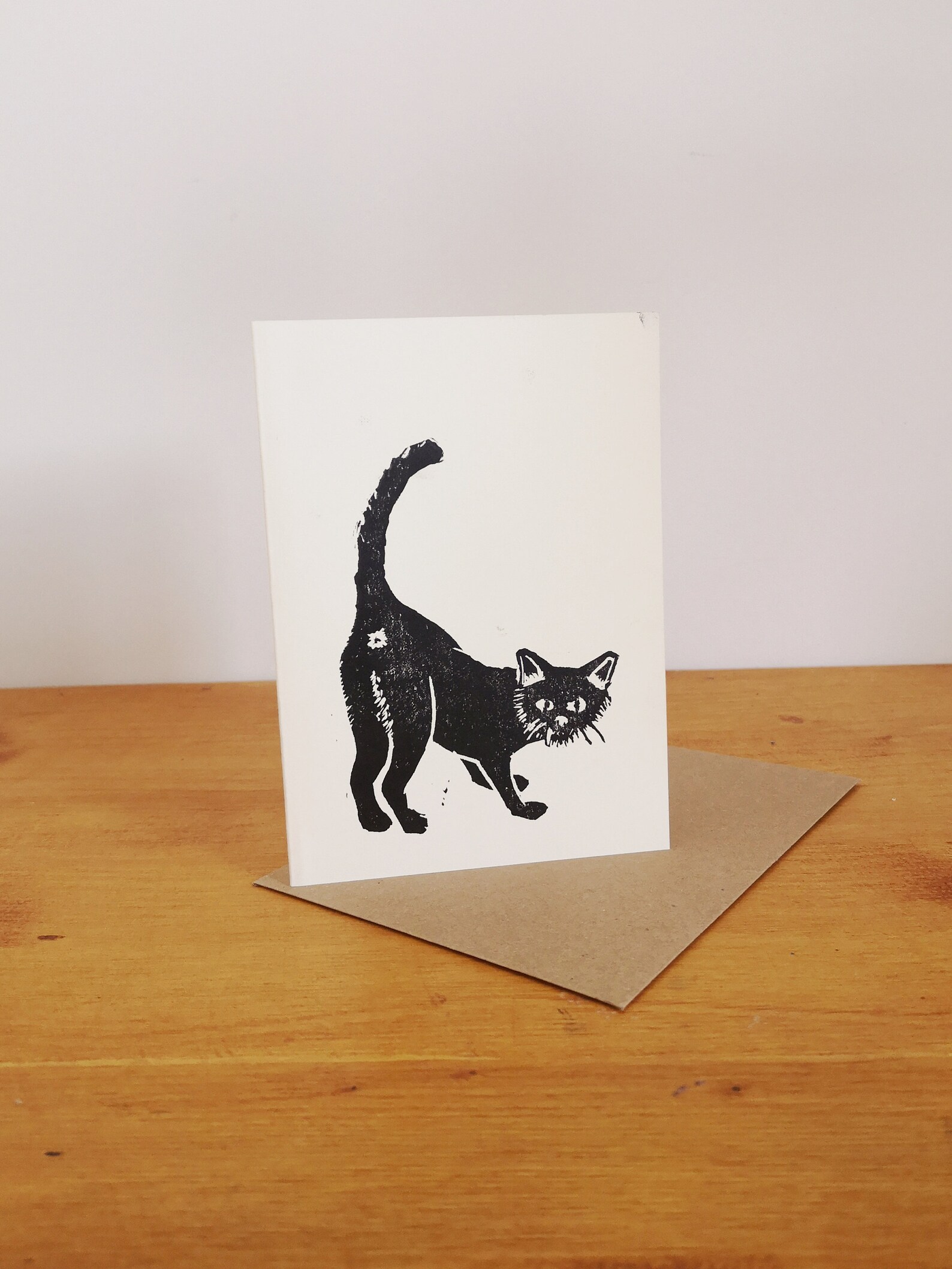 Cat Butt Blank Greetings Card Lino Print Card - Etsy