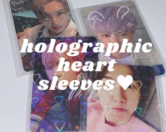 holographic heart sleeves for kpop photocards, anime polcos, toploaders, etc.