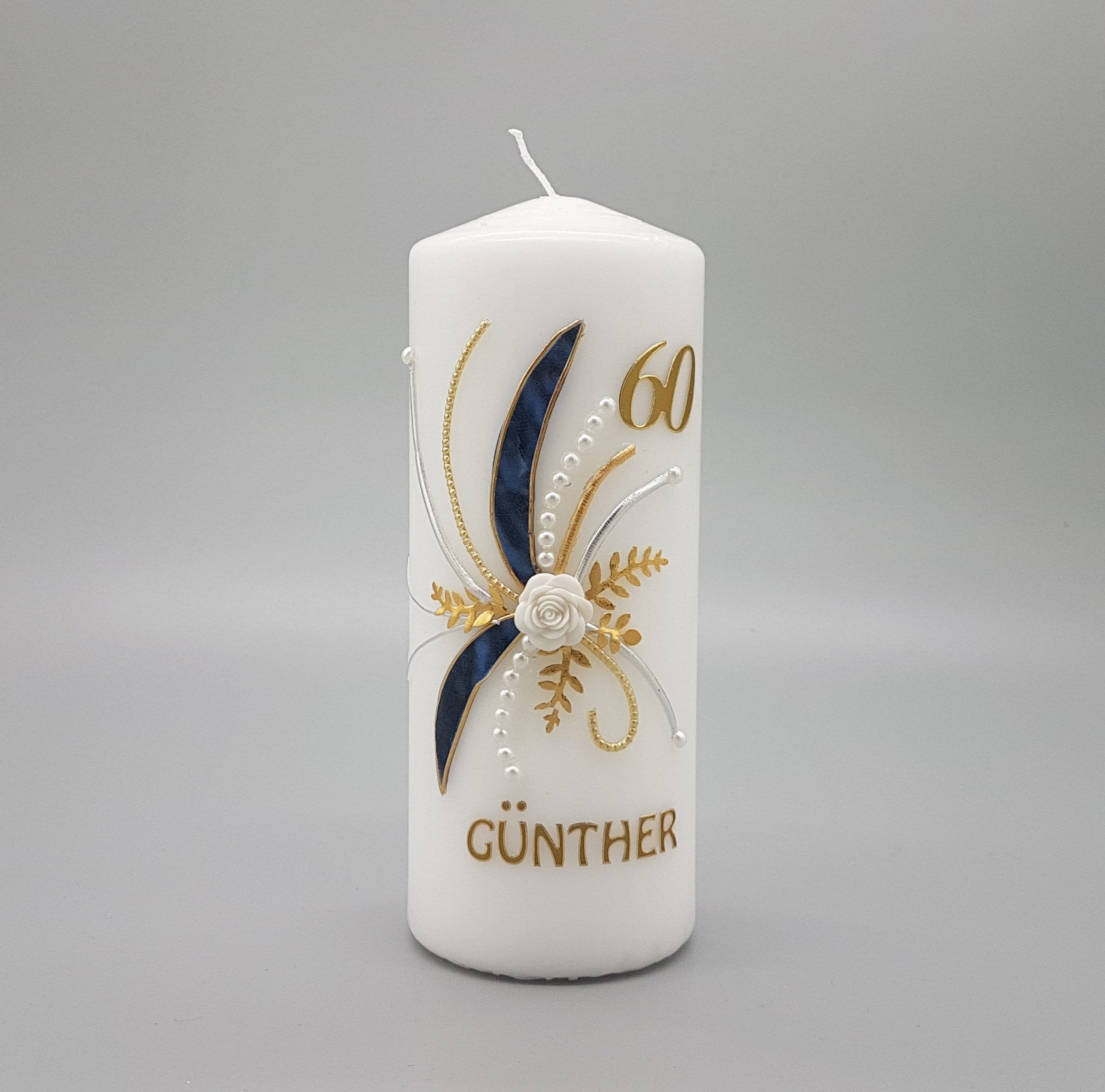 Candle for a round birthday, 40, 50, 60, 70,... blue decoration