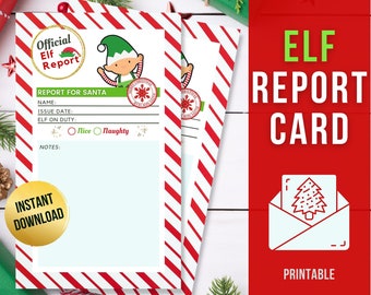 Elf Report Card Printable, Elf Daily Report, Christmas Elf, Elf Letter to Santa, December Kids Activties, Christmas Printable PDF