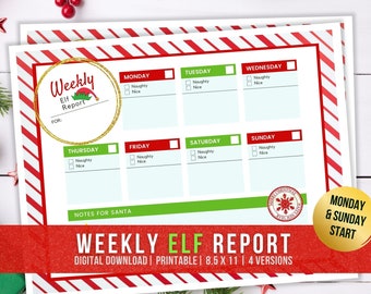 Elfrapport weekkalender, elfrapportkaart, kerstelf afdrukbaar, elfbrief aan de kerstman afdrukbaar, kerstafdrukbare PDF