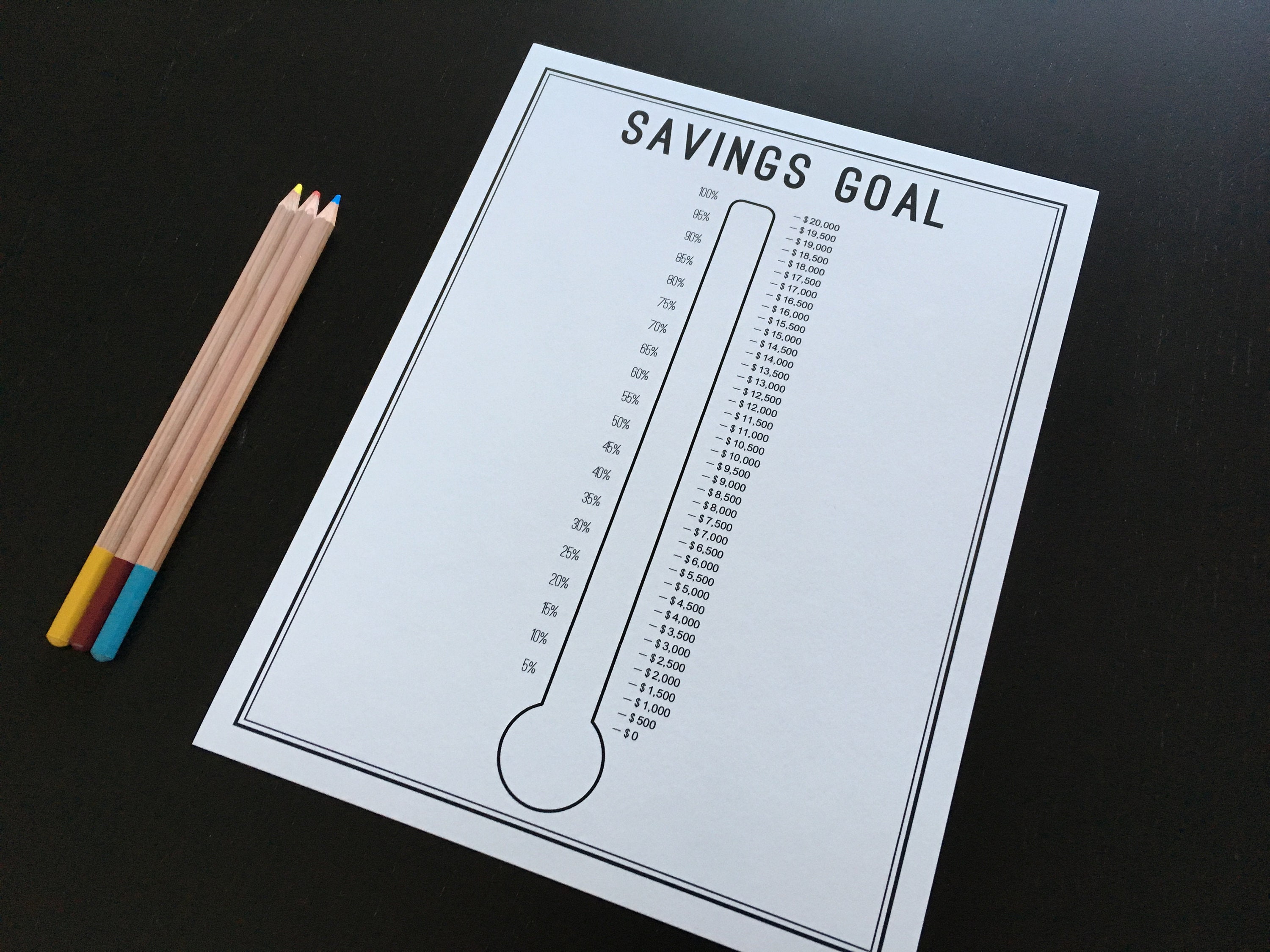 Savings Thermometer Tracker Printable, Savings Goal, Savings Tracker