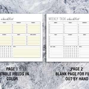 Weekly Task Checklist Printable EDITABLE Letter & A4, Task Planner, Daily Planner, Weekly and Daily Schedule image 3