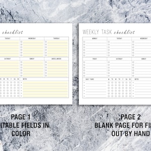 Weekly Task Checklist Printable EDITABLE Letter & A4, Task Planner ...