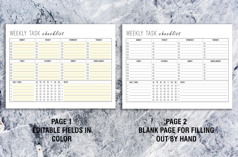 Weekly Task Checklist Printable EDITABLE Letter & A4, Task Planner, Daily Planner, Weekly and Daily Schedule image 3