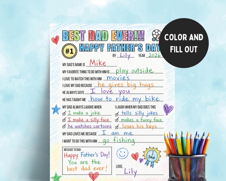 All About My Dad Printable Questionnaire, Happy Father's Day, Dad ...