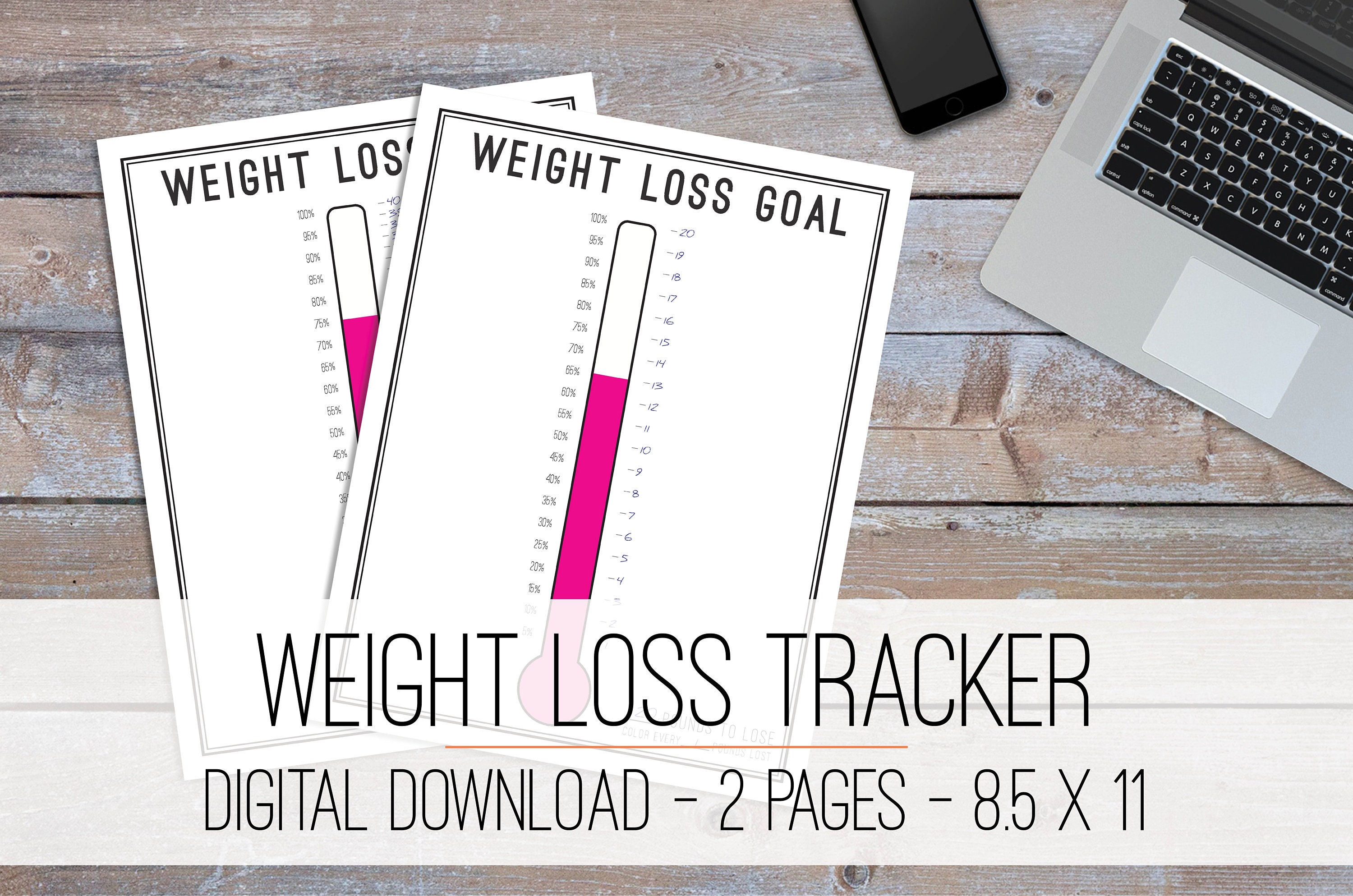 Weight Loss Tracker Printable, Weight Loss Thermometer, Weight Loss ...