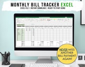Monthly Bill Tracker Excel File, Finance Planner, Money Planner, Bill Organizer, Finance Organizer