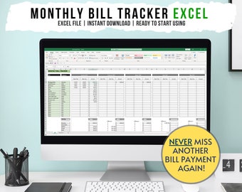 Monthly Bill Tracker Excel File, Finance Planner, Money Planner, Bill Organizer, Finance Organizer