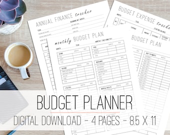 Budget Planner Printable, Monthly Budget Printable, Finance Planner, Yearly Finance Tracker, Personal Finance Tracker
