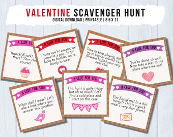 Valentine's Scavenger Hunt, Printable Game, Scavenger Hunt Cards, Downloadable Valentines Game for Kids, PDF Game