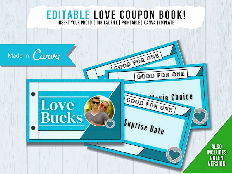 Editable Coupon Book Printable, Love Bucks, Printable Coupon Book ...