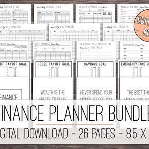 Finance Planner Bundle Printable, Budget Planner, Debt Tracker, Financial Planner, Savings Tracker Bundle, Money Planner, Letter Size image 1