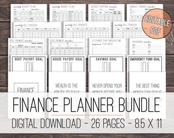 Finance Planner Bundle Printable, Budget Planner, Debt Tracker, Financial Planner, Savings Tracker Bundle, Money Planner, Letter Size