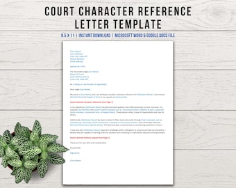 Court Character Reference Letter Template, Editable and Personalized for Court, Letter for Judge, Legal Support Letter, Word and Doc File