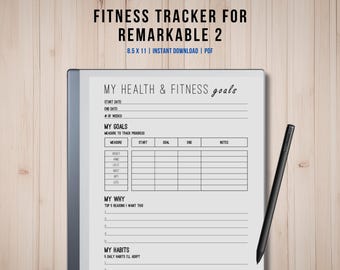 Fitness Planner for ReMarkable 2, Weight Loss Planner. Workout Planner, Fitness Journal