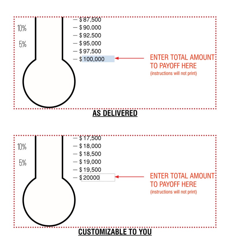 Debt Thermometer Tracker Printable, Debt Tracker, Debt Printable image 6