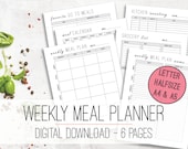 Weekly Meal Planner & Grocery List Printable PDF | Meal Prep | Menu Planner | Meal Planner Insert | Meal Plan | A4 , A5, Letter, Half Size