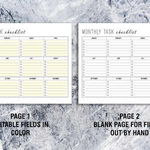 Monthly Task Checklist Printable EDITABLE Letter & A4, Task Planner, Monthly Planner, Calendar ...