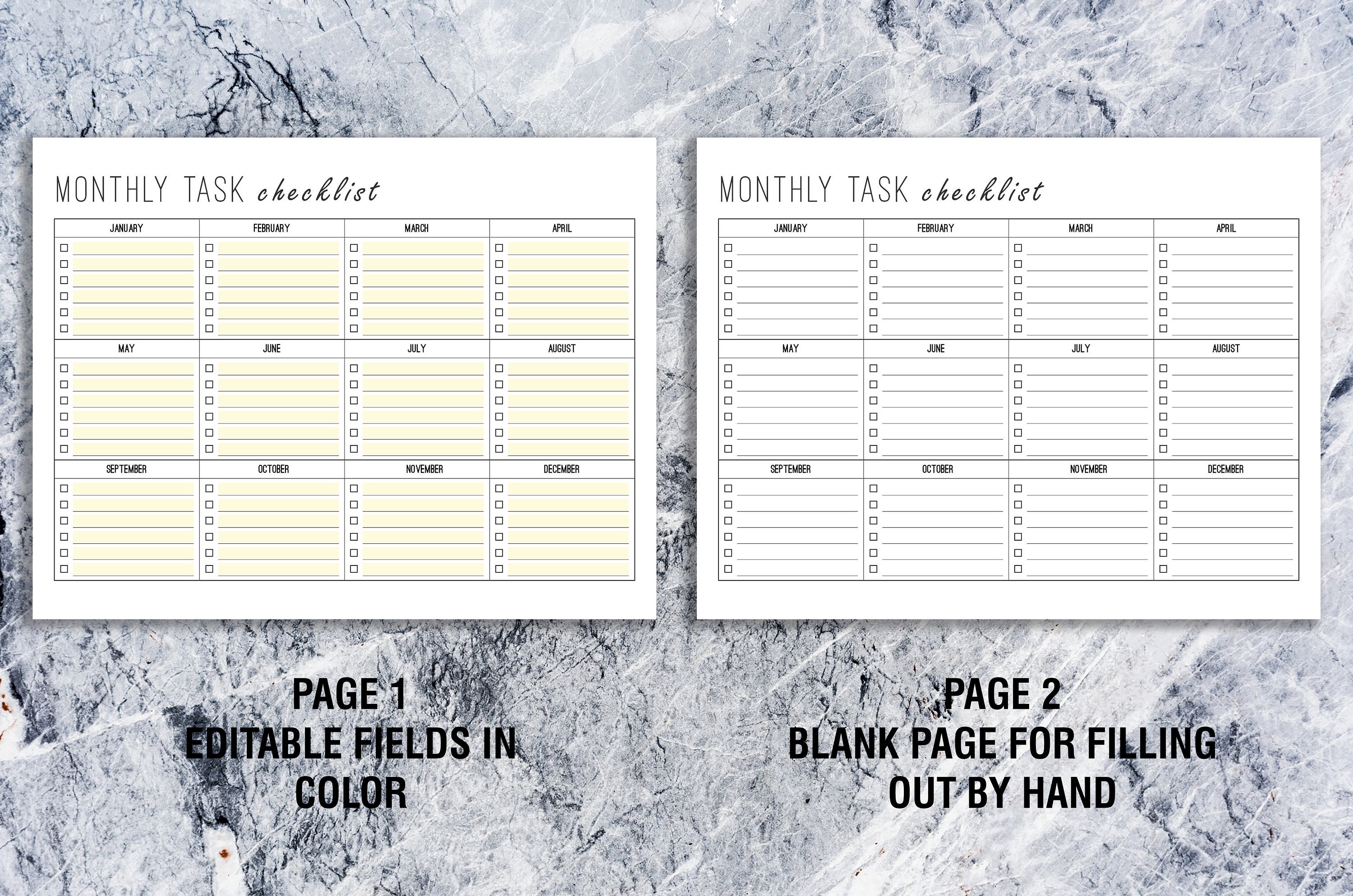 Monthly task checklist printable editable letter a4 task etsy canada