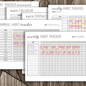 Editable Habit Tracker Printable Log, Goal Tracker, Goal Setting ...