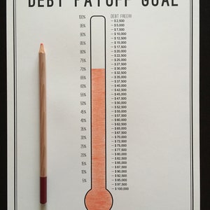 Debt Thermometer Tracker Printable, Debt Tracker, Debt Printable image 4