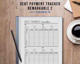 Debt Payment Tracker for ReMarkable 2, Debt Payoff Tracking, Loan Payment, Debt Progress Tracker