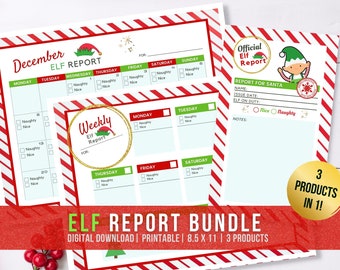2024 Elf Report Bundle Printable (Daily Report, Weekly Report, & December 2024 Calendar)