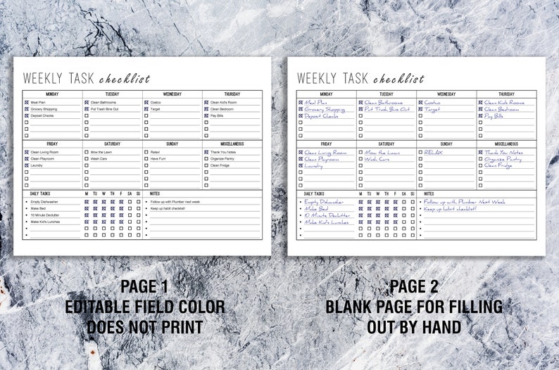 Weekly Task Checklist Printable EDITABLE Letter & A4, Task Planner, Daily Planner, Weekly and Daily Schedule image 4