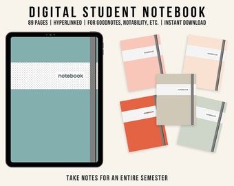 Digital Student Planner, Student Digital Notebook, Digital Planner, Semester Planner, College Notebook, Goodnotes, Undated Digital Planner