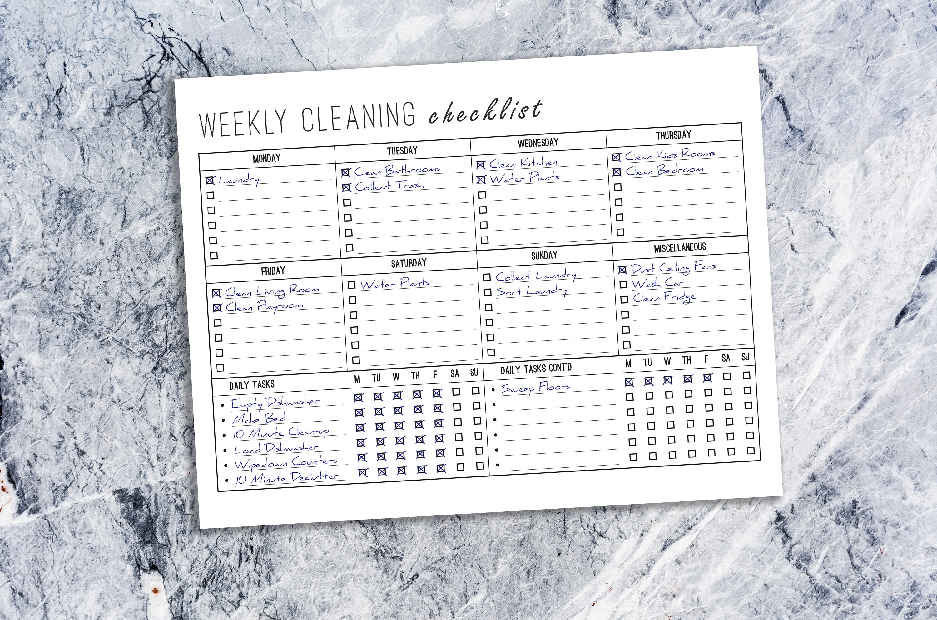 Weekly Cleaning Checklist EDITABLE Printable Letter & A4, Weekly ...